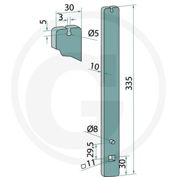 Stiel - Afmetingen (mm): 30 x 10