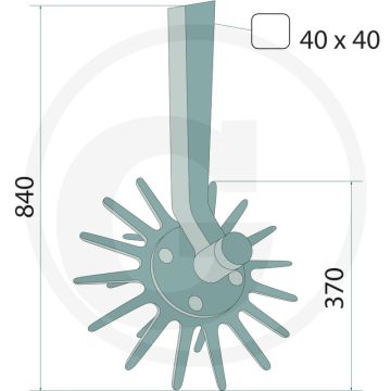 K.U.L.T. Vingerwiederelement rechts (voor rijbreedtes groter dan 40 cm (met handgreep 40 x 40 mm))