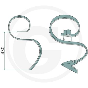Fijne cultivatortand met schaar + houder ( mit Schar 150 mm und Halter für Vierkantrohr (40 x 40 mm); Typ Ha)