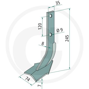 Freeshaak 74mm Werkbreedte - 120mm Gatafstand