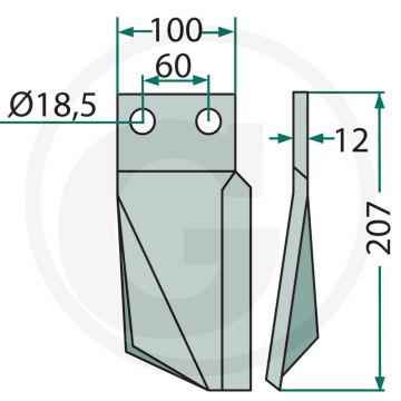 Rotorkopegtand (links)