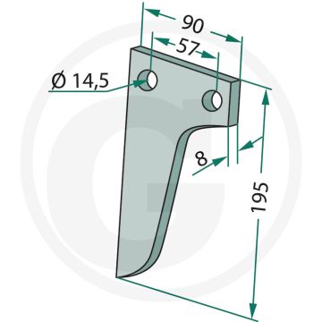 Rotorkopegtand - Gatafstand: 57mm