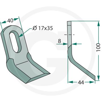 Y-klepel - Werkbreedte 44mm