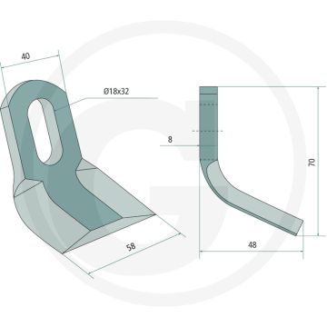 Y-Messer - Werkbreedte 48mm