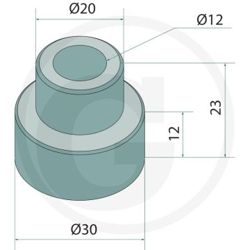 Buchse - Binnen-Ø: 12mm, Buiten-Ø: 20/30mm, Hoogte: 23mm