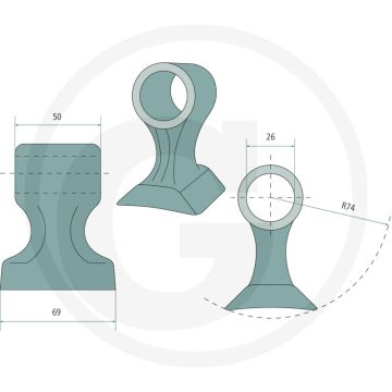 Hammerschlegel - Werkbreedte 69mm - Twose