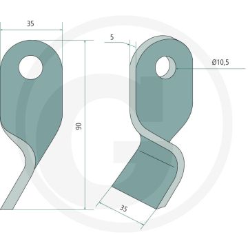 "Gedrehtes Messer - 35mm Werkbreedte"
