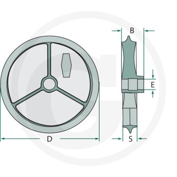 Cambridgering 450 mm - Loopbreedte: 68 mm, Naafbreedte: 100 mm, Materiaal: GGG50