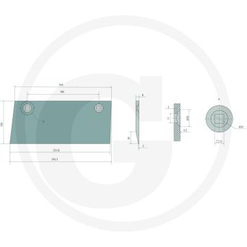 Messerschar - 8mm Dikte - 243 x 100 x 8mm