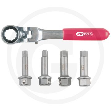 KS Tools 1/2" Bremssattel Spezial-Steckschlüssel- Satz, 5-tlg. - 180° schwenkbarer Kopf