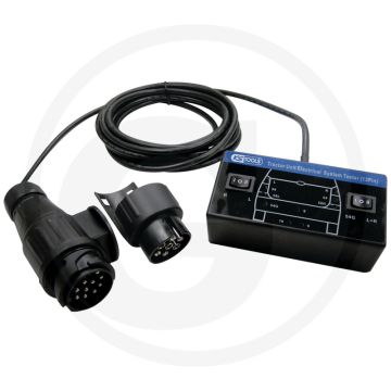KS Tools 12V Zugwagentester / Prüfgerät für Anhängersteckdosen-Satz 7 + 13-polig, 2-tlg. - Für DIN 72570 Anhängersteckdosen - 5m Kabel - TÜV-geprüft