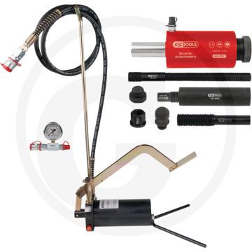 KS Tools Hydraulik-Einheit 16t, m. Pumpe/Manometer,15tlg. - Universaler Einsatz, automatischer Kolbenrücklauf