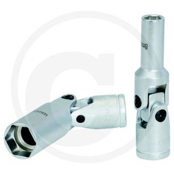 KS Tools 3/8"Gloeibougiedop+gewricht,L=75mm,12 mm, 6-kant, kort, mat satiniert