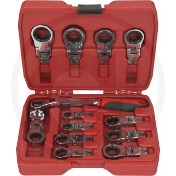 KS Tools Ratschenringschlüssel-Satz, 13-tlg. 72 Zähne, 180° schwenkbarer Kopf