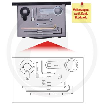 KS Tools VAG-Motoreinstell-Satz, 9tlg., Audi, Seat, VW, für professionelle Motor-Instandsetzung.