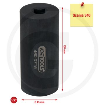KS Tools 1/2" Scania Einspritzdüsen-Stecknuss, 38mm - 8-kant, extra schlanke Ausführung