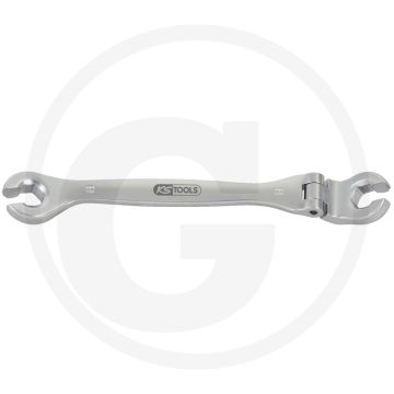 KS Tools CHROMEplus® open dubbele ringsleutel met scharnier, 8 mm - Flexibel & 15° gebogen