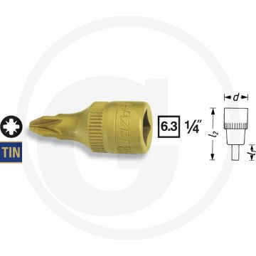 Hazet Dopsleutelbit PZ3 12mm TIN gecoat 28mm