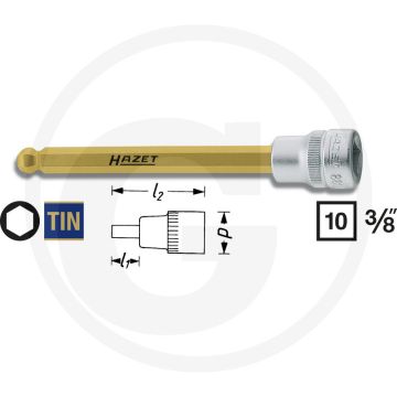 Hazet Dopsleutelbit 8mm, 116mm Kling speciaal staal TIN gecoat