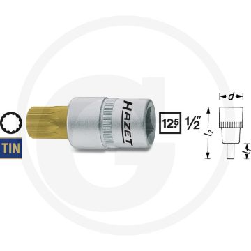 Hazet Dopsleutelbit M16 TIN gecoat 24,6mm Ø