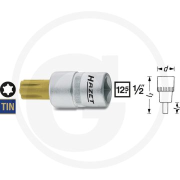 Hazet Dopsleutelbit 8mm TIN gecoat 63mm