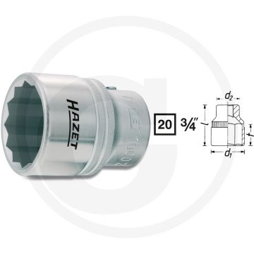 Hazet Dopsleutel (twaalfkant) 36 mm Chroom-vanadium