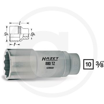 Hazet Twaalfkant dopsleutel 19mm Chroom-vanadium