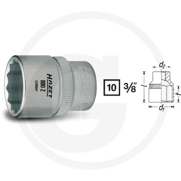 Hazet Twaalfkant dopsleutel 17mm Chroom-vanadium