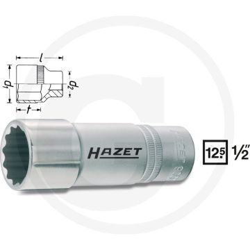 Hazet Dopsleutel (twaalfkant) 22mm Chroom-vanadium