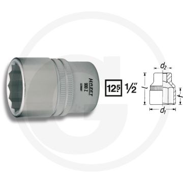 Hazet Dopsleutel (twaalfkant) 21mm, Chroom-vanadium, DIN 3124 - 38mm