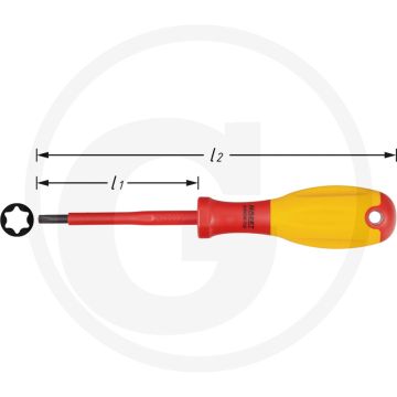 Hazet Elektricien-schroevendraaier 180 mm T 25 Punt gezwart - 80 mm