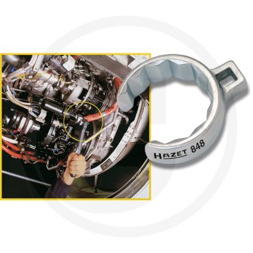 Hazet Ringsleutel, dubbele 6-kant, open, Sleutelwijdte 18 mm.