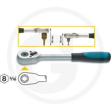Hazet Omschakelratel voor bits 200 mm, Chroom-vanadium