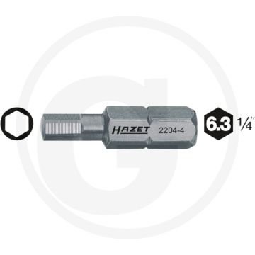 Hazet Bit 25mm Speciaal staal ISO 1173 C6,3 (1/4") - 100 tekens