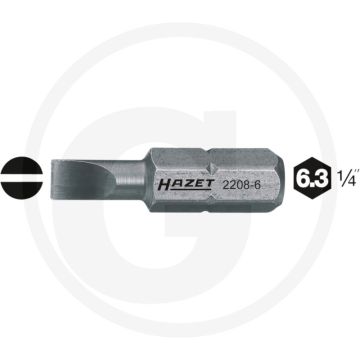 Hazet Bit 25mm Speciaal staal ISO 1173 C6,3 (1/4") - 100 tekens