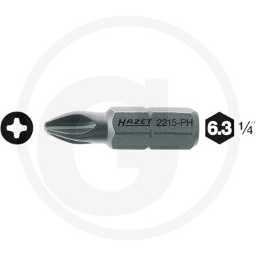 Hazet Bit PH1 25mm Speciaal Staal ISO 1173 C6,3 (1/4") - 100 tekens