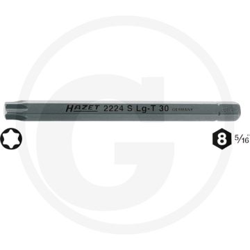 Hazet Bit T40 100mm 6kant-Antrieb ISO 1173 C8 (5/16")