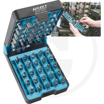 Hazet “BitE”-box - bitset 33x bits 1/4", 25 mm; 11x TORX®: T6 - T7 - T8 - T9 - T10 - T15 - T20 - T25 - T27 - T30 - T40.