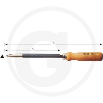Hazet Driekantholschraper - Holle schraper, Lengte 315 mm