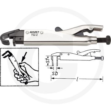 Hazet Griptang 205 mm - Speciaal staal, 15 mm klembereik