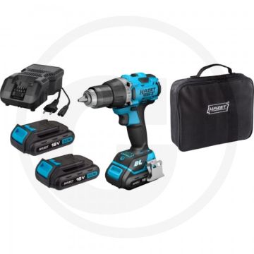 Hazet Boormachines 18V 2Ah 60Nm 4-delig br • Borstelloze motor • 2 Li-ion accu's • Snelspanboorhouder • Draaimomenttrappen • 1,68 kg