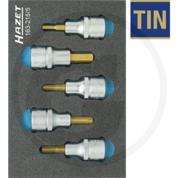 Hazet Dopsleutelbitset - Korte uitvoering, TIN gecoat, 172x114 mm
