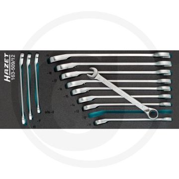 Hazet KNARREN-RING-MAULSCHLÜSSEL-SATZ + 12 tools, 392 mm, Außendoppelsechskant-Tractionsprofil