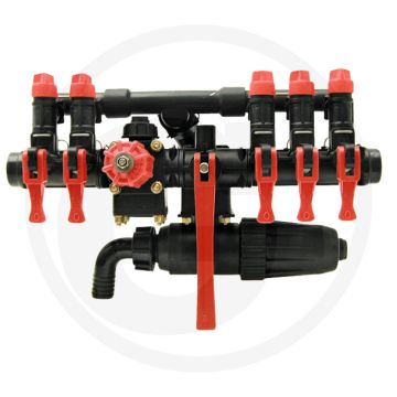 Annovi Reverberi Gelijke druk-armatuur met 5 secties. Max. 160 l/min, tot 20 bar.