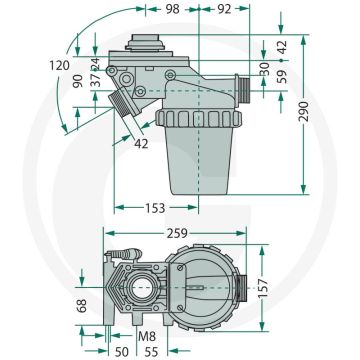 Aanzuigfilter buitendr. 1 1/2", 32 mazen (Filtermarkering: rood)