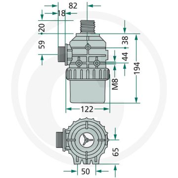 Aanzuigfilter buitendr. 1 1/2", 32 mazen (Filtermarkering: rood)