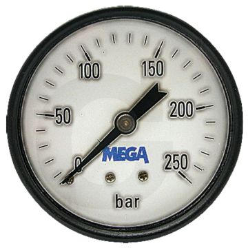 Manometer +400 bar, Ø63mm, Staal, Droog, Polycarbonaat.