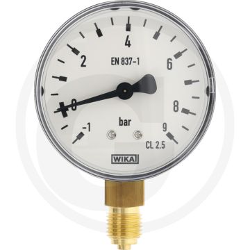 Manometer - Aansluiting: 1/4", Meetbereik: -1 → +9 bar, Ø: 63mm
