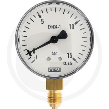 Manometer - Aansluiting: 1/4", Ø: 63mm, Meetbereik: -1 → +15 bar
