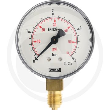 Manometer +4 bar Ø63mm Messing Staal Koperlegering Polycarbonaat Alu (zwart) Alu (wit)
